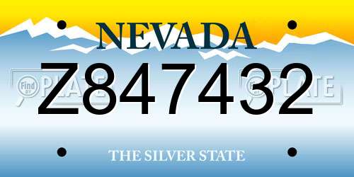 Z847432 Nevada License Plate