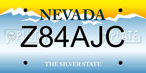 Z84AJC Nevada License Plate