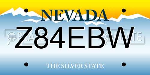 Z84EBW Nevada License Plate
