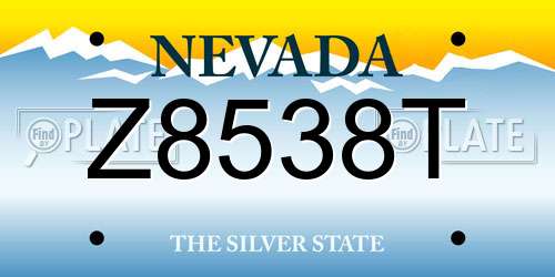 Z8538T Nevada License Plate