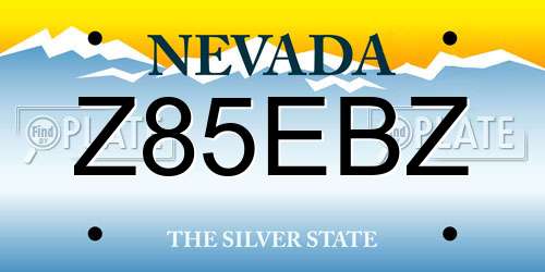 Z85EBZ Nevada License Plate