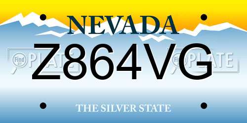 Z864VG Nevada License Plate