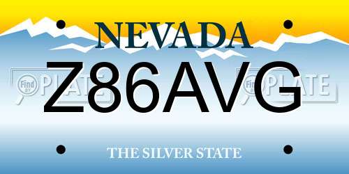 Z86AVG Nevada License Plate