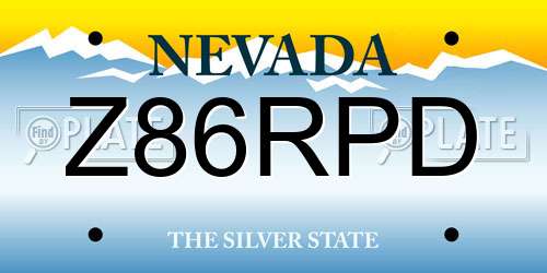 Z86RPD Nevada License Plate