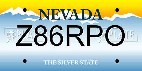 Z86RPO Nevada License Plate