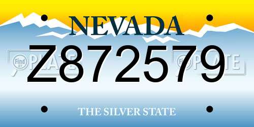 Z872579 Nevada License Plate