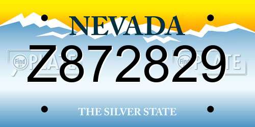 Z872829 Nevada License Plate