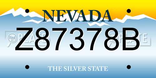Z87378B Nevada License Plate