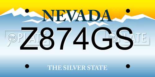 Z874GS Nevada License Plate