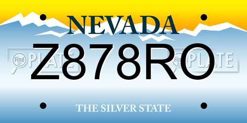 Z878RO Nevada License Plate