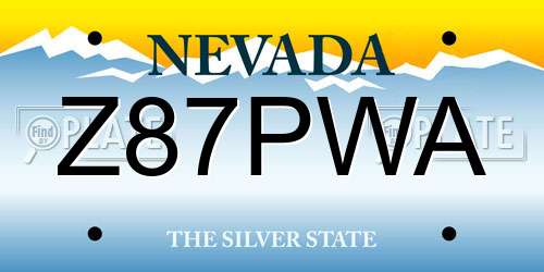 Z87PWA Nevada License Plate
