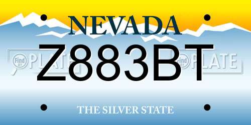 Z883BT Nevada License Plate