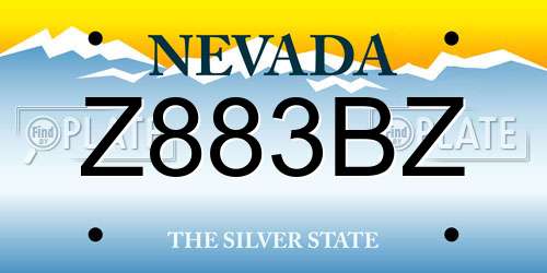 Z883BZ Nevada License Plate