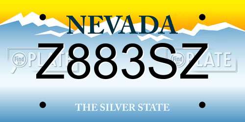 Z883SZ Nevada License Plate