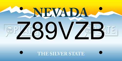 Z89VZB Nevada License Plate