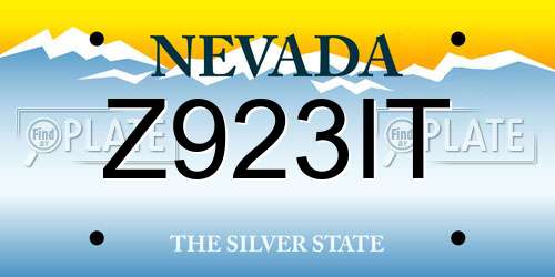Z923IT Nevada License Plate