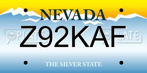 Z92KAF Nevada License Plate