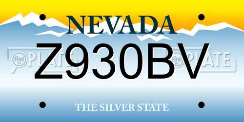 Z930BV Nevada License Plate