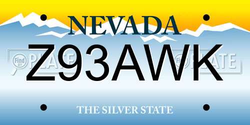 Z93AWK Nevada License Plate