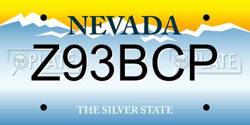 Z93BCP Nevada License Plate