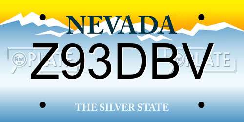 Z93DBV Nevada License Plate