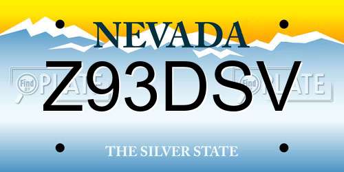 Z93DSV Nevada License Plate