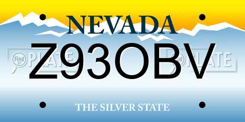 Z93OBV Nevada License Plate