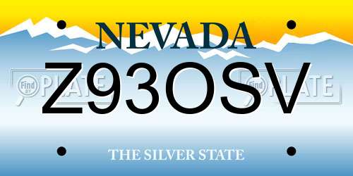 Z93OSV Nevada License Plate