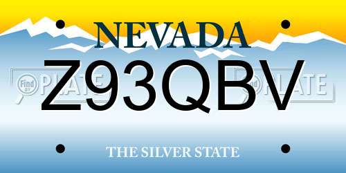 Z93QBV Nevada License Plate