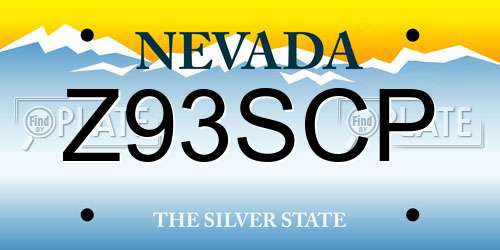 Z93SCP Nevada License Plate