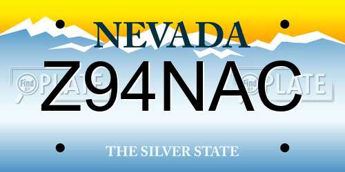 Z94NAC Nevada License Plate