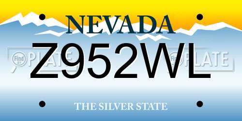 Z952WL Nevada License Plate