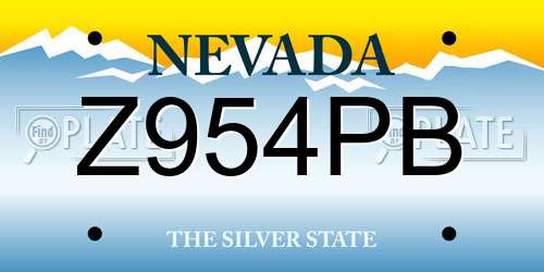 Z954PB Nevada License Plate