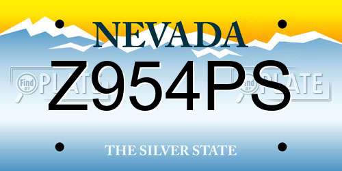 Z954PS Nevada License Plate