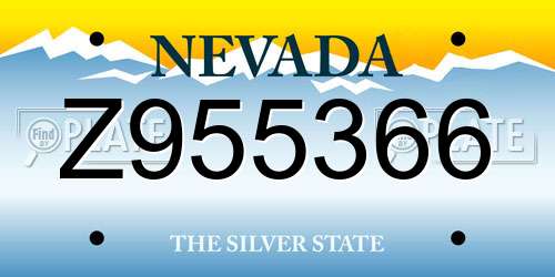 Z955366 Nevada License Plate