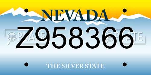 Z958366 Nevada License Plate