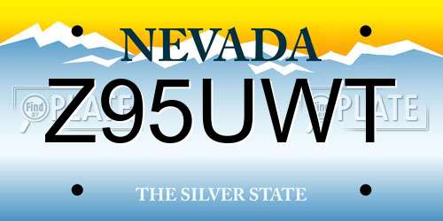 Z95UWT Nevada License Plate