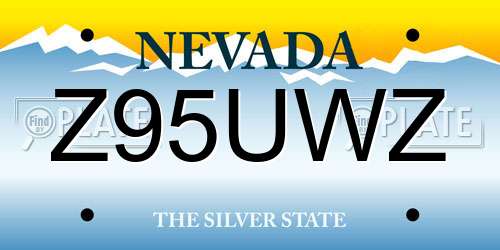 Z95UWZ Nevada License Plate