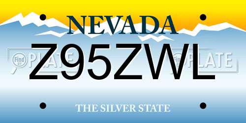 Z95ZWL Nevada License Plate
