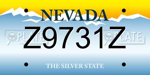Z9731Z Nevada License Plate