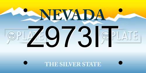 Z973IT Nevada License Plate