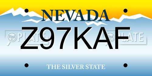 Z97KAF Nevada License Plate