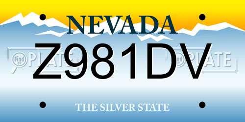Z981DV Nevada License Plate