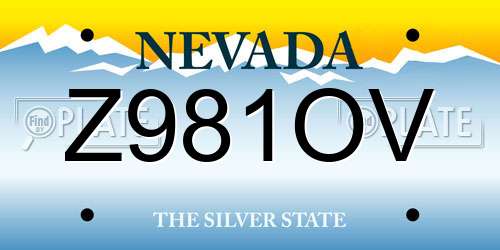 Z981OV Nevada License Plate