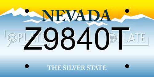 Z9840T Nevada License Plate