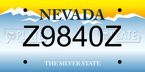 Z9840Z Nevada License Plate
