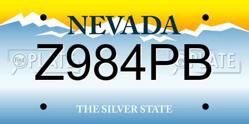 Z984PB Nevada License Plate