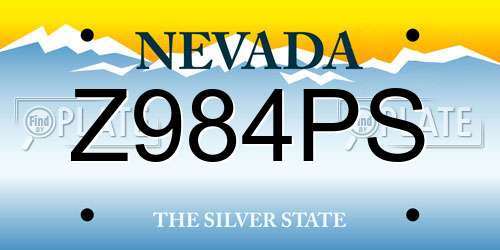Z984PS Nevada License Plate