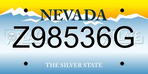 Z98536G Nevada License Plate