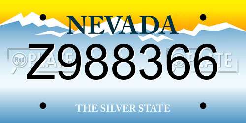 Z988366 Nevada License Plate